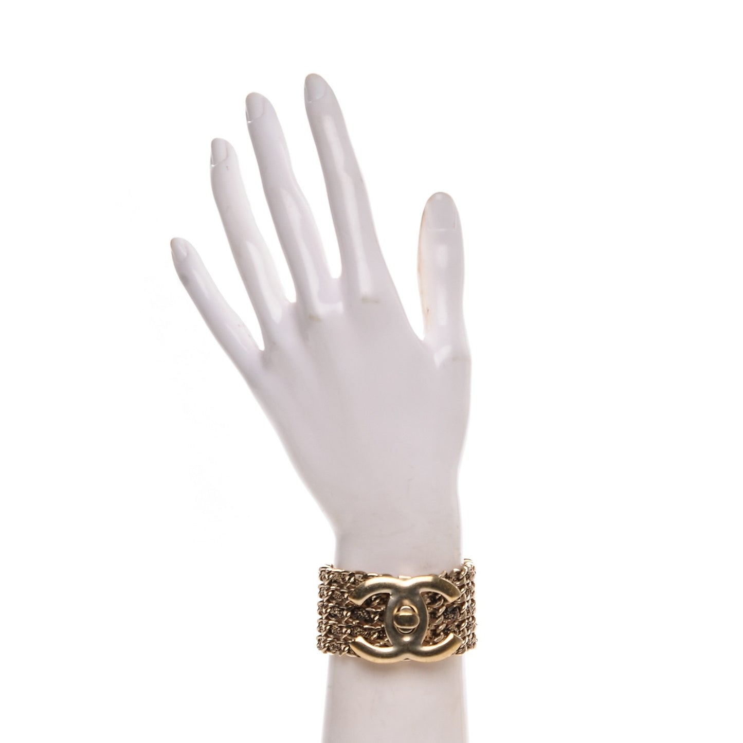 Metal CC Turnlock Multistrand Chain Bracelet M Gold