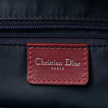 Christian Dior Denim Calfskin Monogram Tote Navy Blue Red 6 of 11