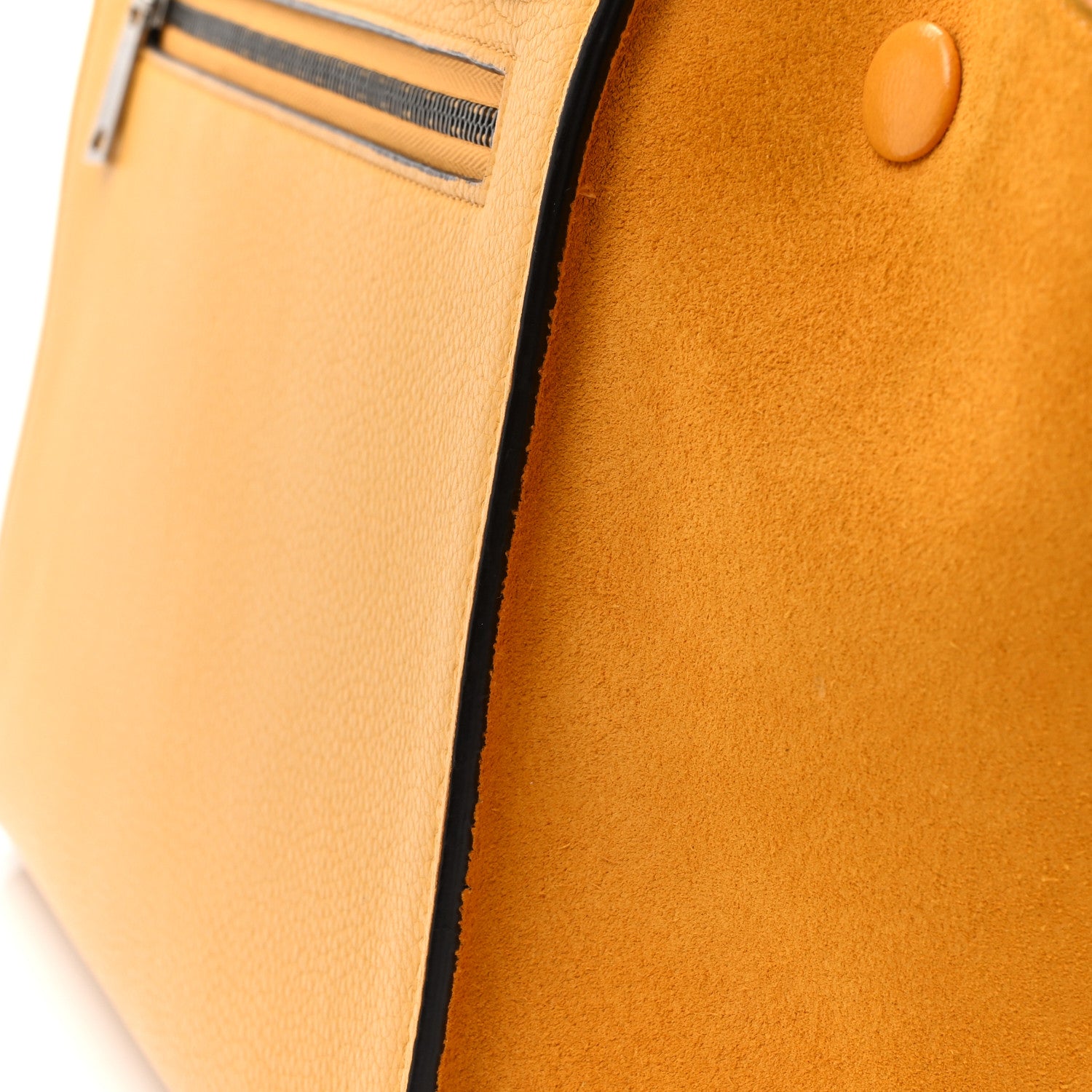 Celine Drummed Calfskin Suede Small Trapeze Ocre 11 of 18