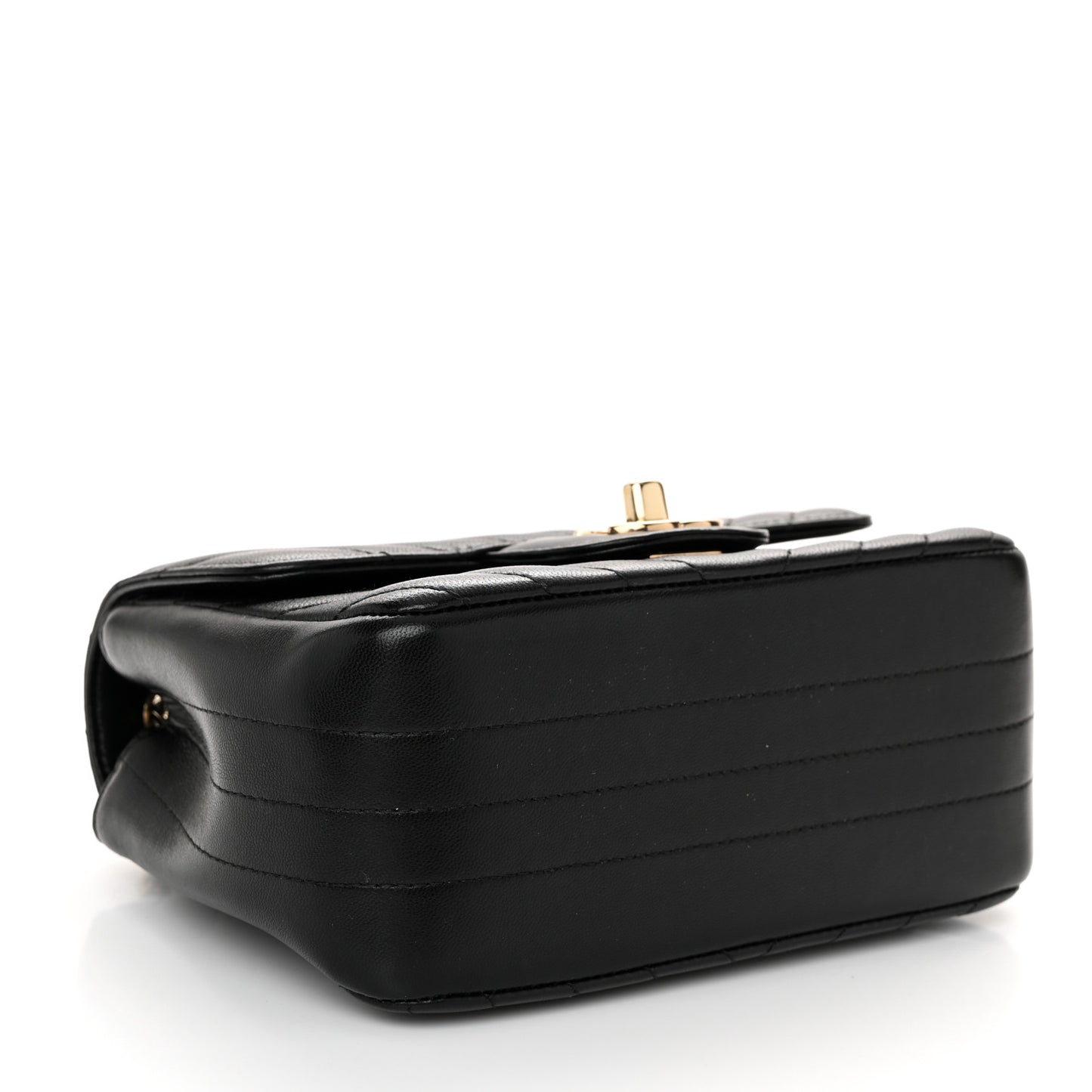 Lambskin Chevron Quilted Mini Square Flap Black
