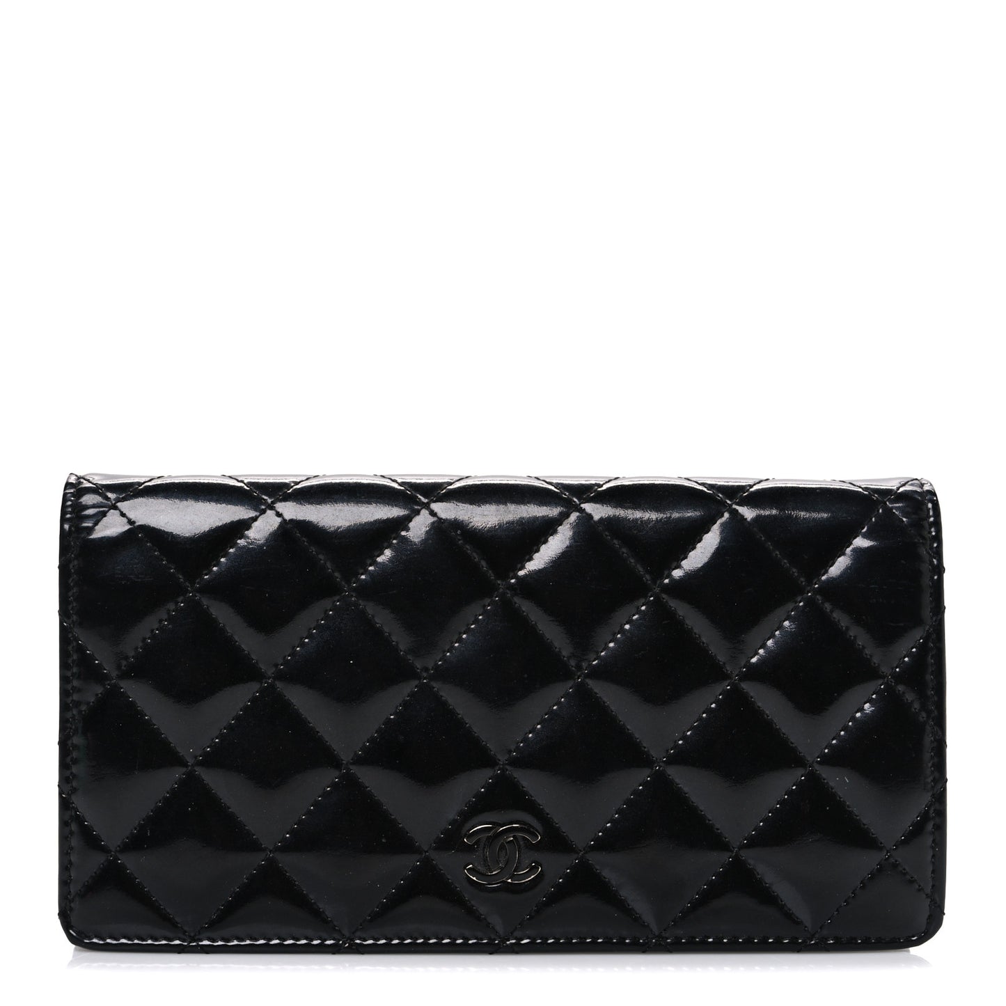 Patent Calfskin Quilted Yen Wallet So Black