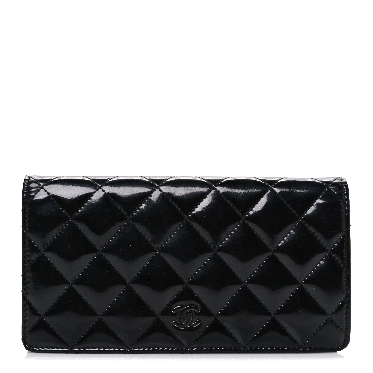 Chanel Patent Calfskin Quilted Yen Wallet So Black 1 of 8