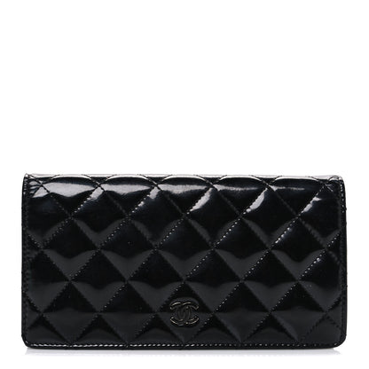 Chanel Patent Calfskin Quilted Yen Wallet So Black 1 of 8