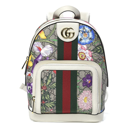 Gucci GG Supreme Monogram Flora Web Small Ophidia Day Backpack White 1 of 8