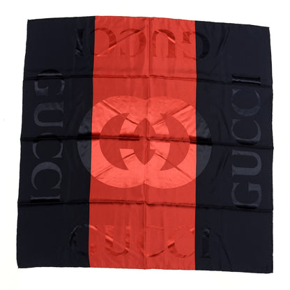 Gucci Silk Logo Square Scarf Navy Red 1 of 3