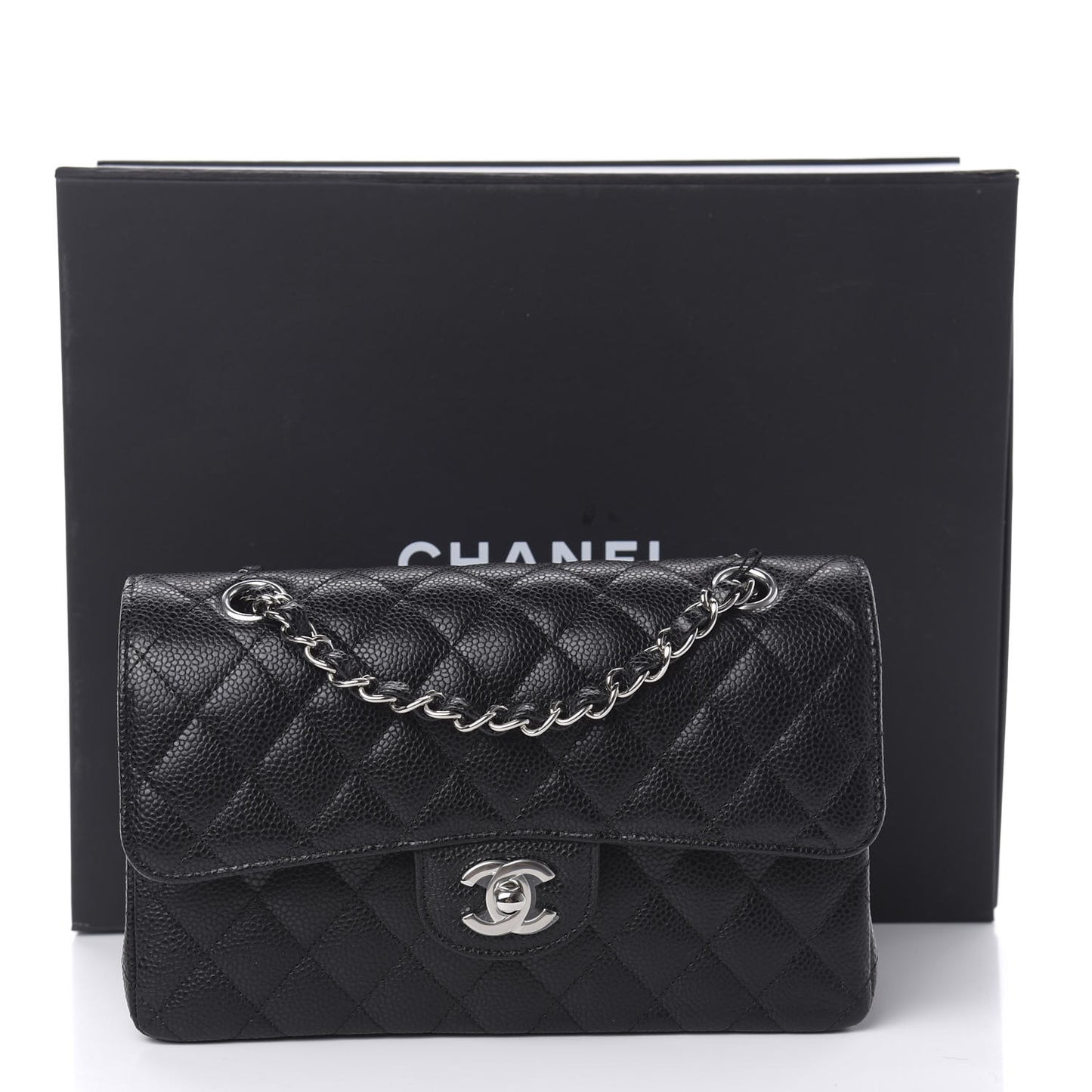 Caviar Quilted Small Double Flap Black