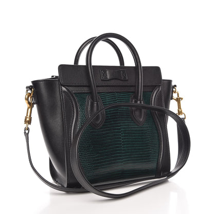 Celine Lizard Smooth Calfskin Nano Luggage Dark Green 4 of 8