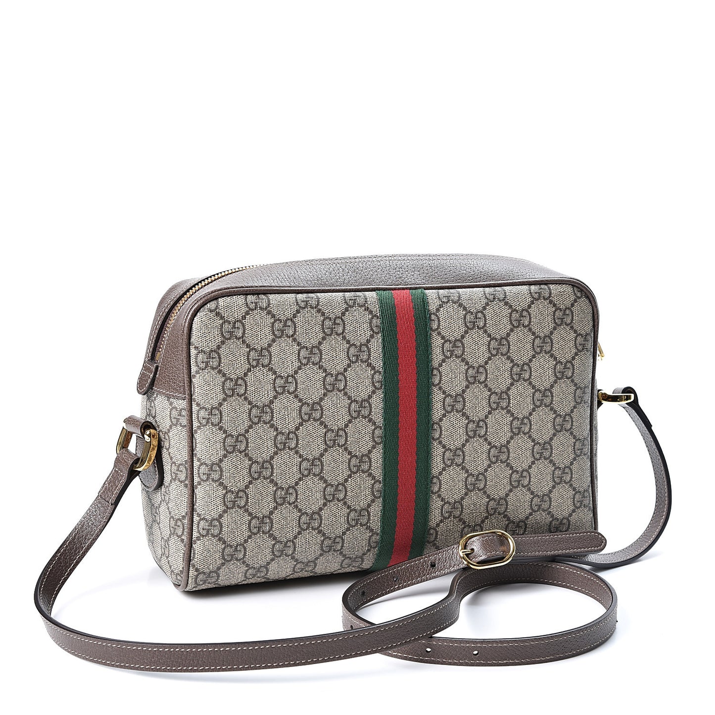 GG Supreme Monogram Web Small Ophidia Shoulder Bag Brown