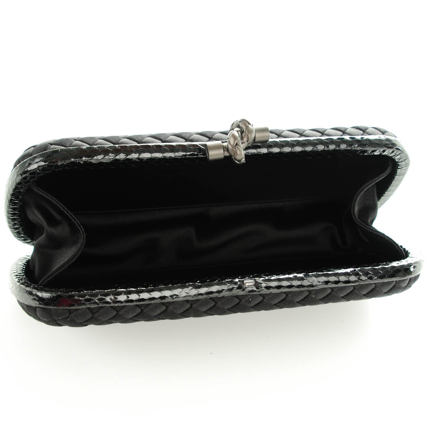 Bottega Veneta Satin Ayers Intreccio Impero Stretch Knot Clutch Black 5 of 6