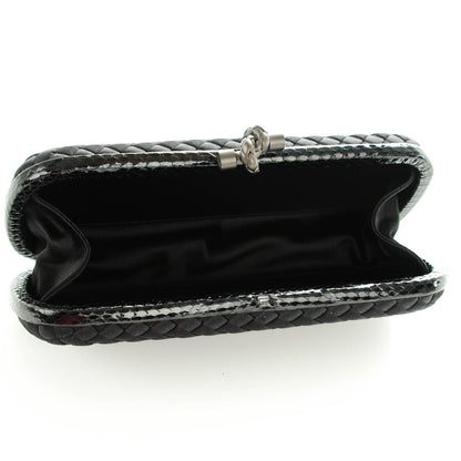 Bottega Veneta Satin Ayers Intreccio Impero Stretch Knot Clutch Black 5 of 6