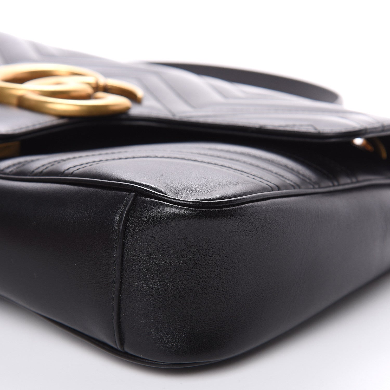 Gucci Calfskin Matelasse Medium GG Marmont Shoulder Bag Black 9 of 10