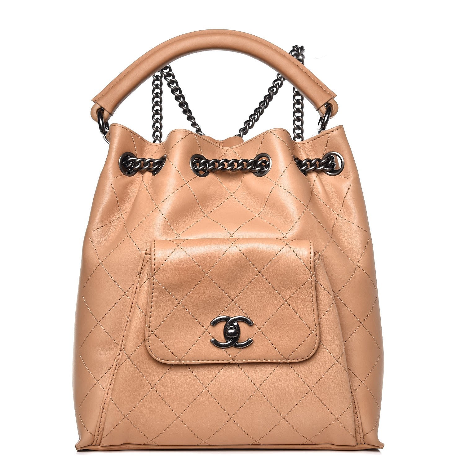 Chanel Calfskin Stitched Medium Urban Luxury Drawstring Backpack Beige 1 of 9