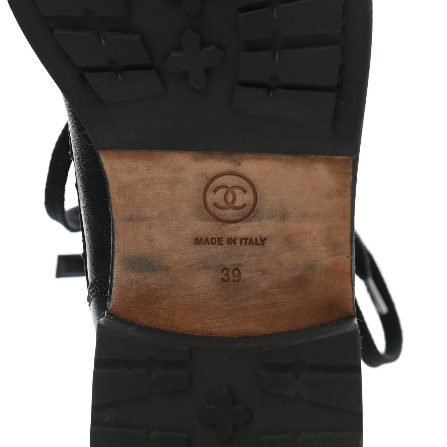 Chanel Calfskin Quilted Lace Up Combat Boots 39 Black 6 of 9