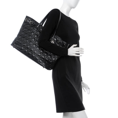 Christian Dior Coated Canvas Cannage Large Panarea Tote Black 2 of 10