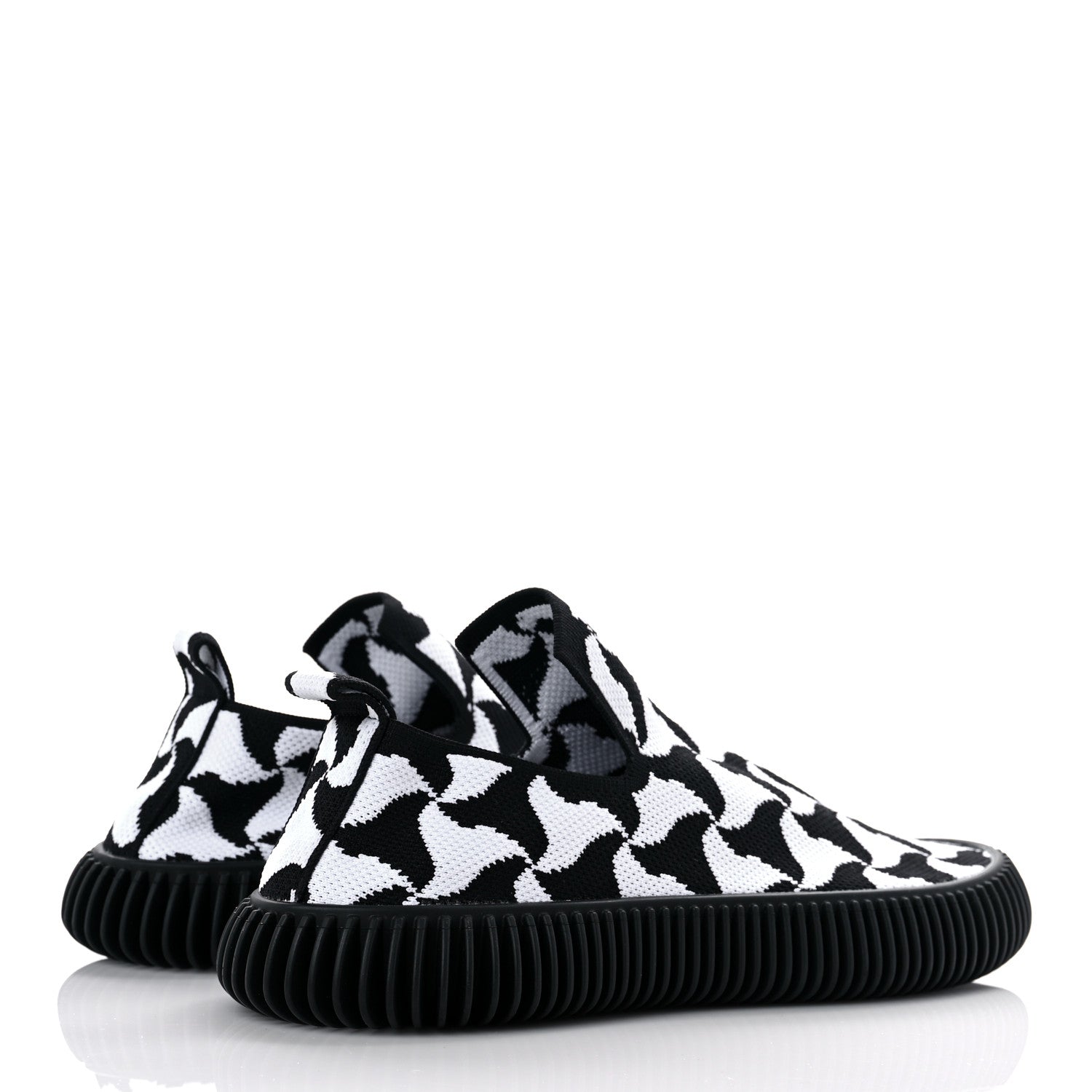 Bottega Veneta Technical Knit Mens Ripple Slip On Sneakers 43 Black Optic White 4 of 8