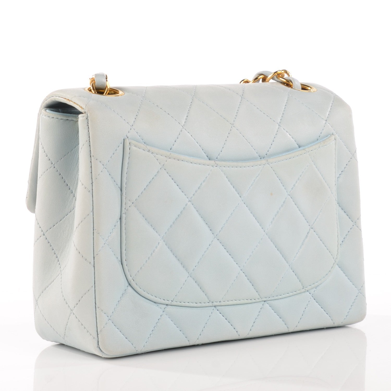 Chanel Lambskin Quilted Mini Square Flap Light Blue 3 of 16