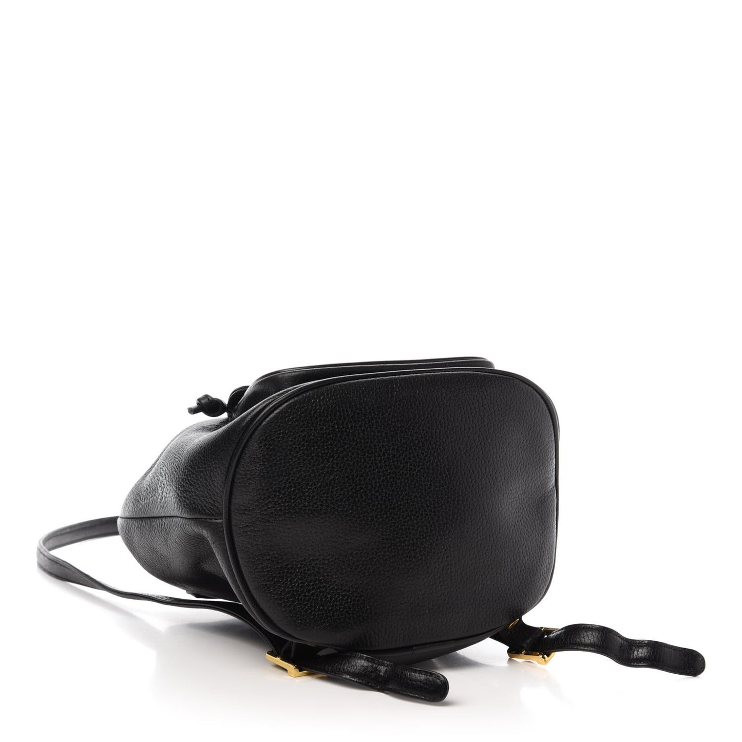Grained Calfskin Studded Drawstring Backpack Black