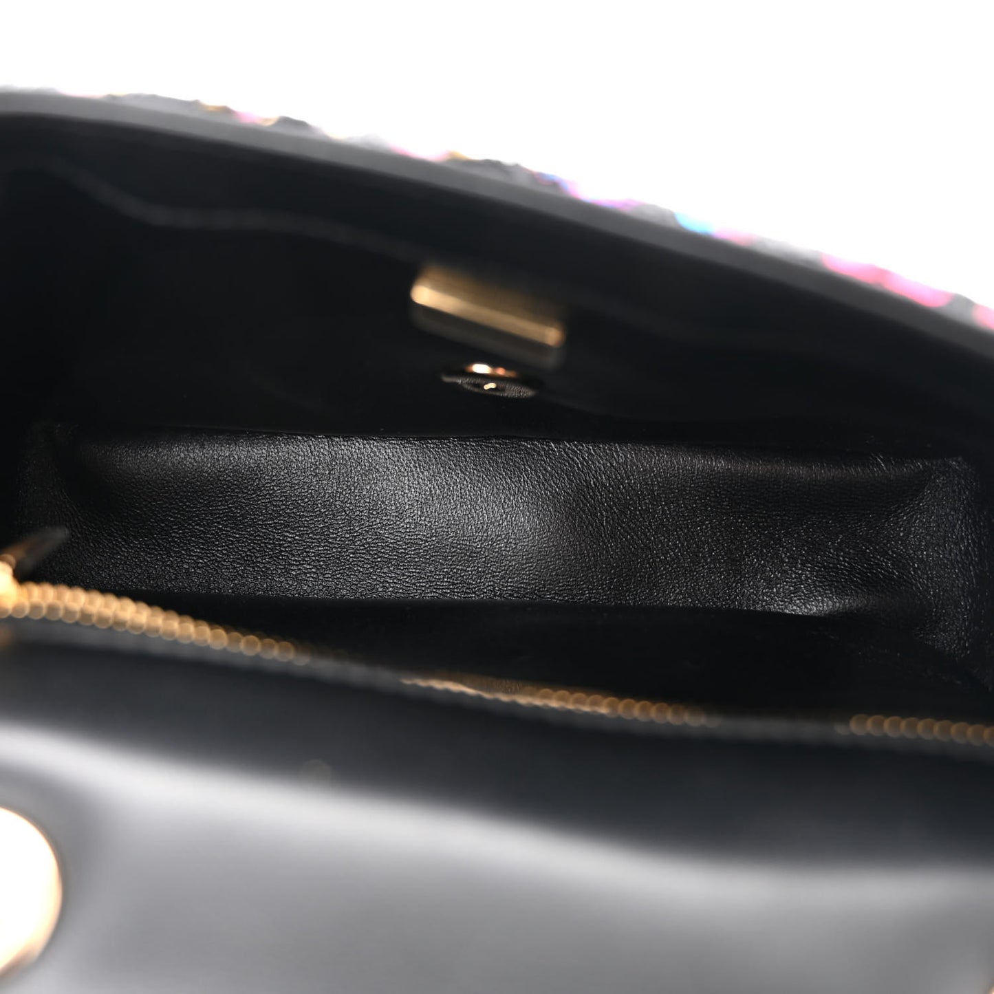 Sequin Logo CC Small Single Flap Black Multicolor