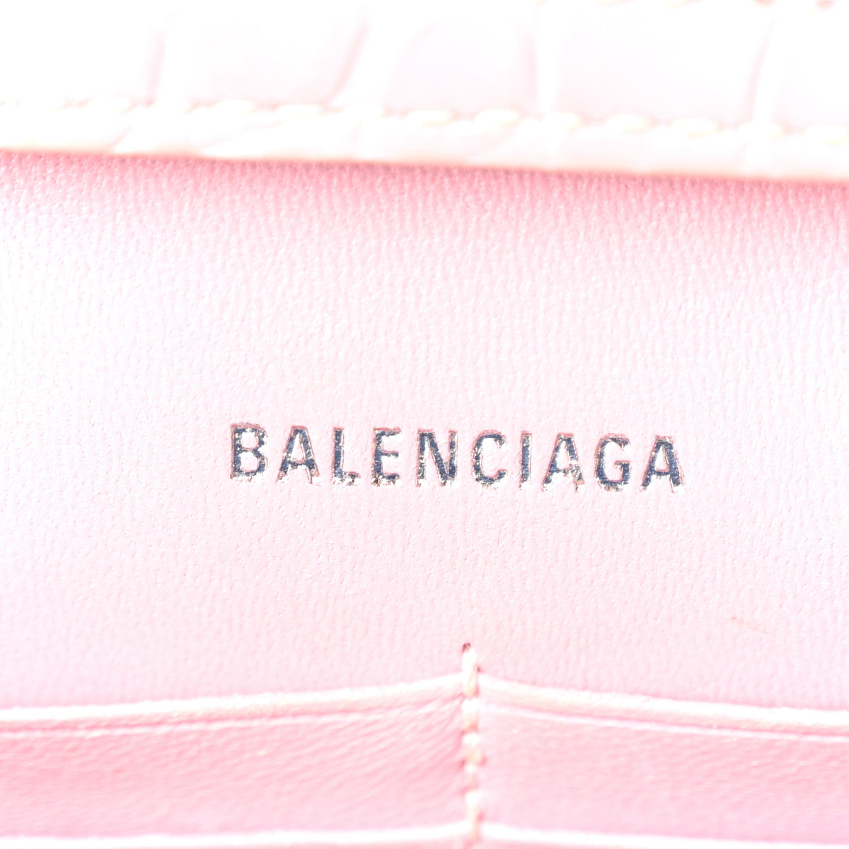 Balenciaga Shiny Calfskin Crocodile Embossed Hourglass Chain Bag Powder Pink 5 of 9