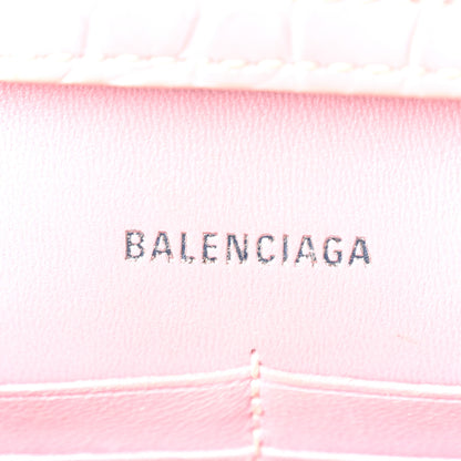Balenciaga Shiny Calfskin Crocodile Embossed Hourglass Chain Bag Powder Pink 5 of 9