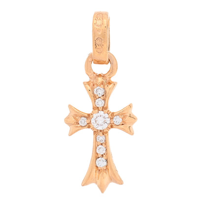 Chrome Hearts 22K Yellow Gold Diamond Baby Fat Cross Pave Pendant 1 of 3