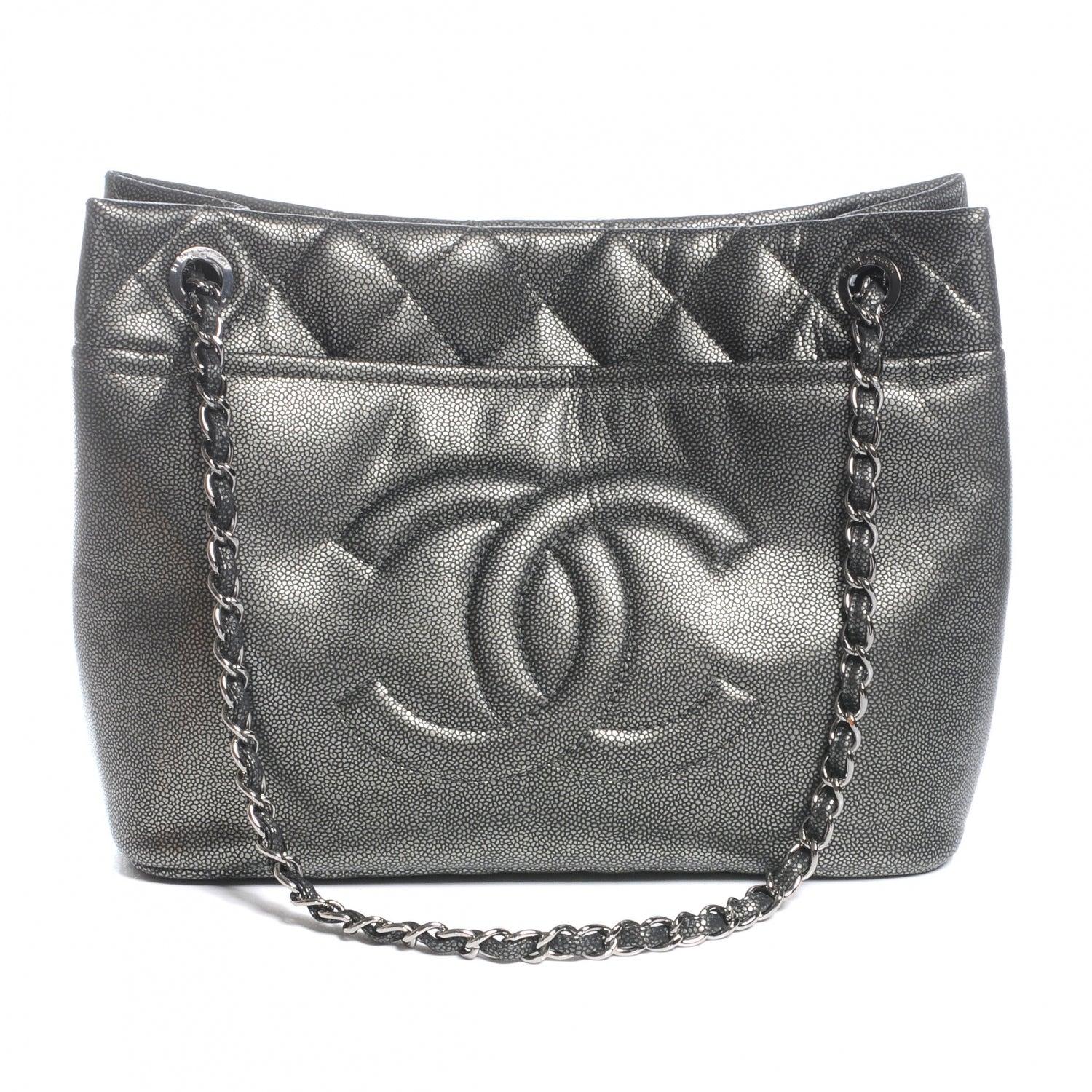 Chanel Caviar Timeless CC Tote Dark Silver 1 of 7
