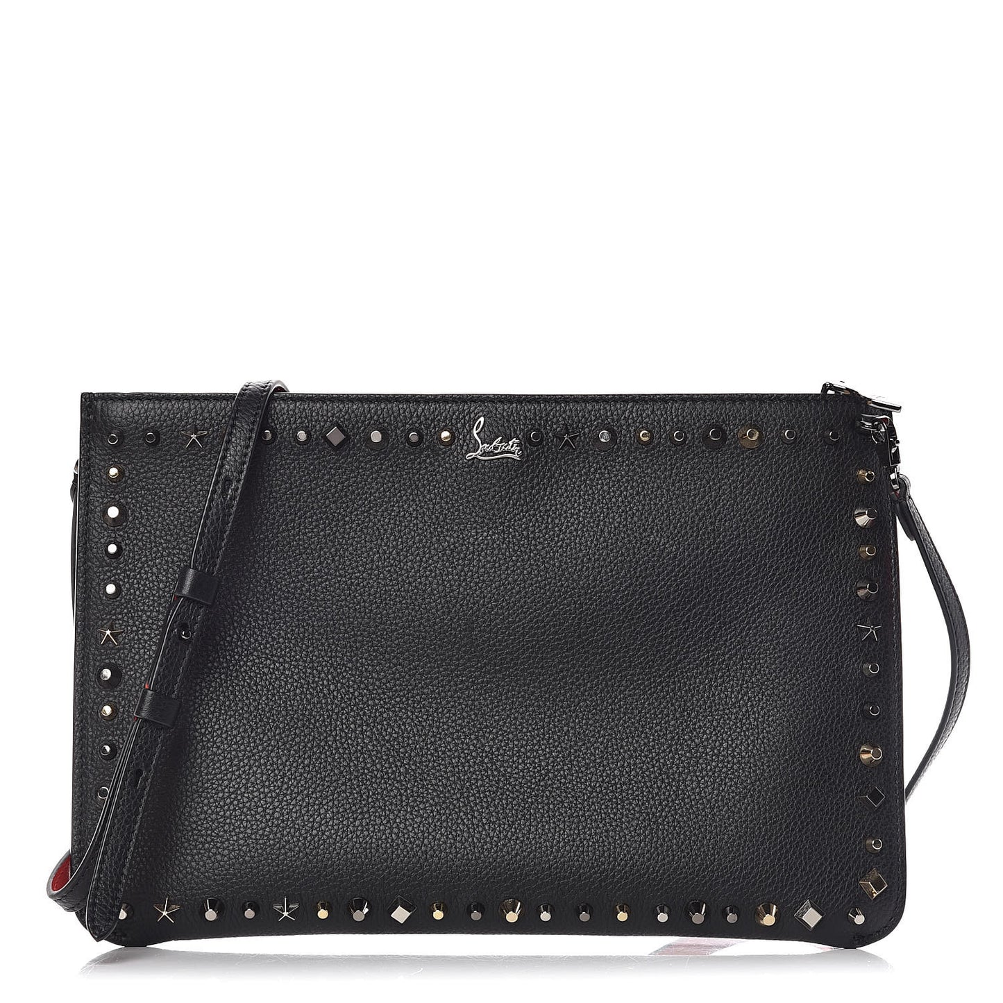 Calfskin Empire Trashmix Spike Loubiclutch Clutch Black