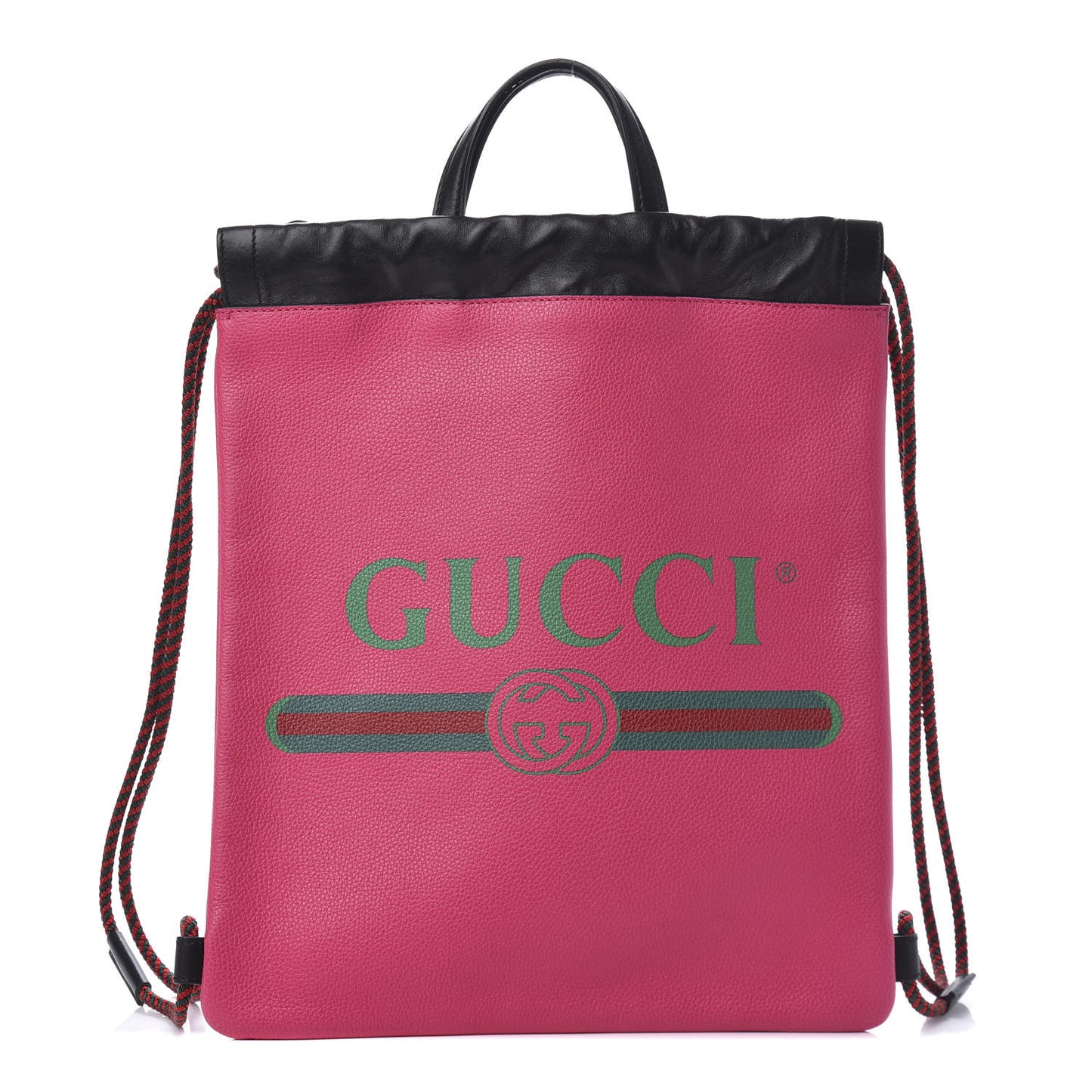 Grained Calfskin Logo Drawstring Backpack Box Pink Green Black