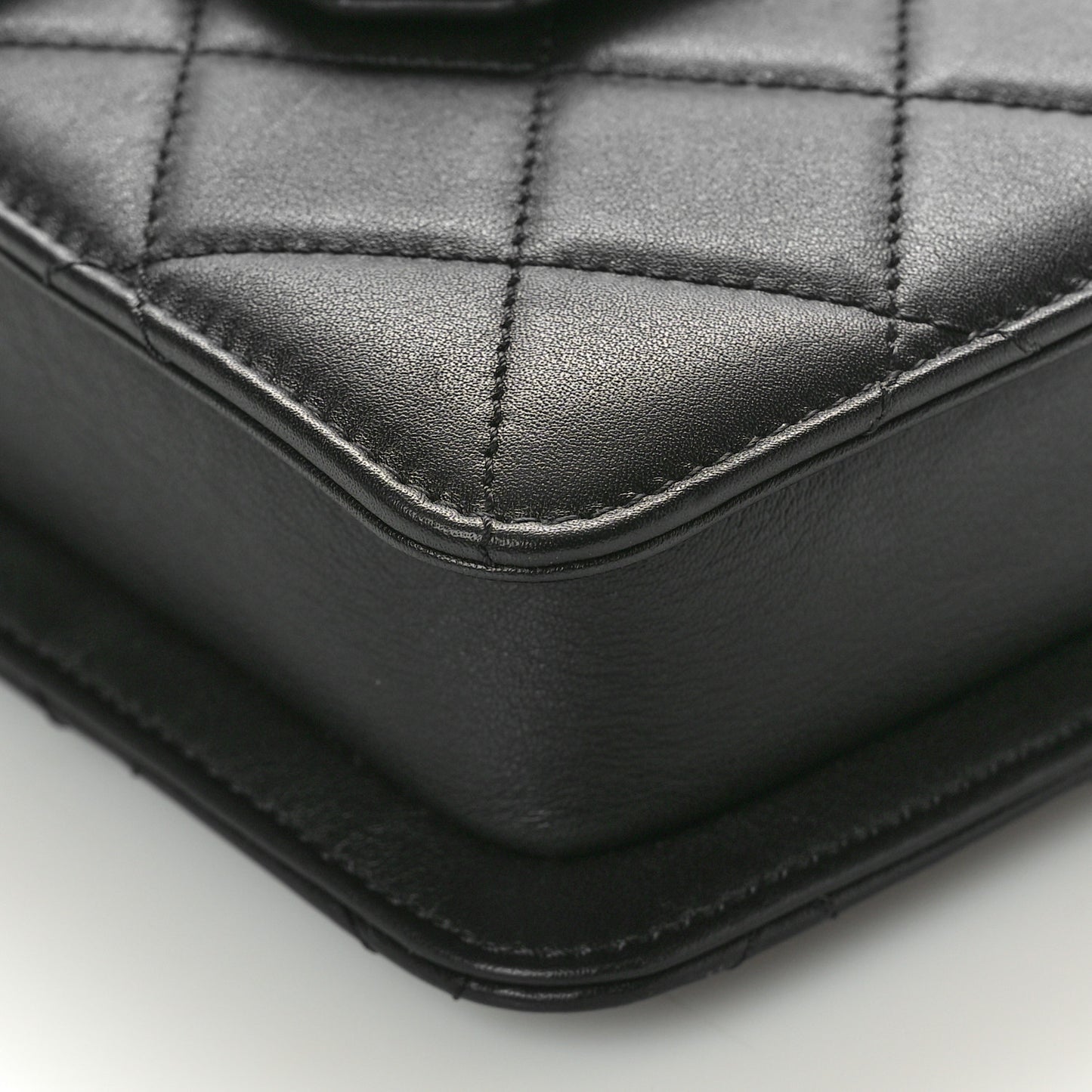 Calfskin Quilted Resin Pearl North South Flap Bag Black