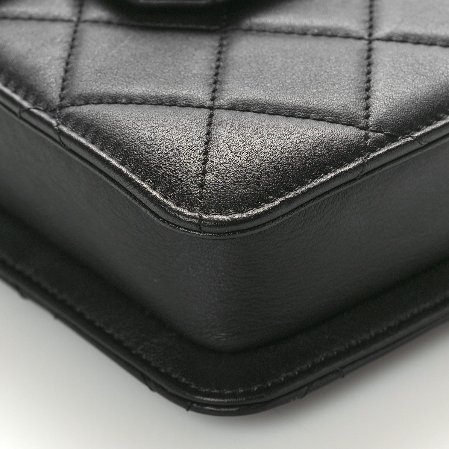Chanel Calfskin Quilted Resin Pearl North South Flap Bag Black 10 of 11