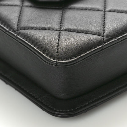 Chanel Calfskin Quilted Resin Pearl North South Flap Bag Black 10 of 11