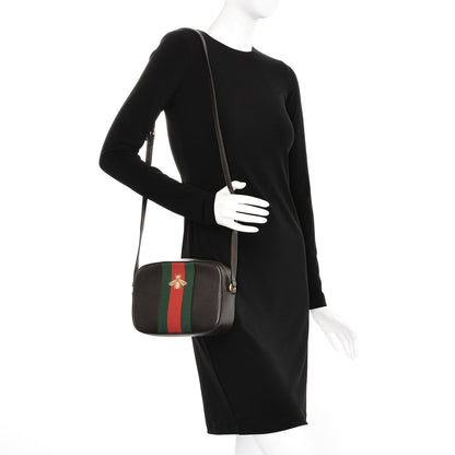 Gucci Textured Calfskin Web Small Webby Bee Shoulder Bag Brown Coffee 2 of 9
