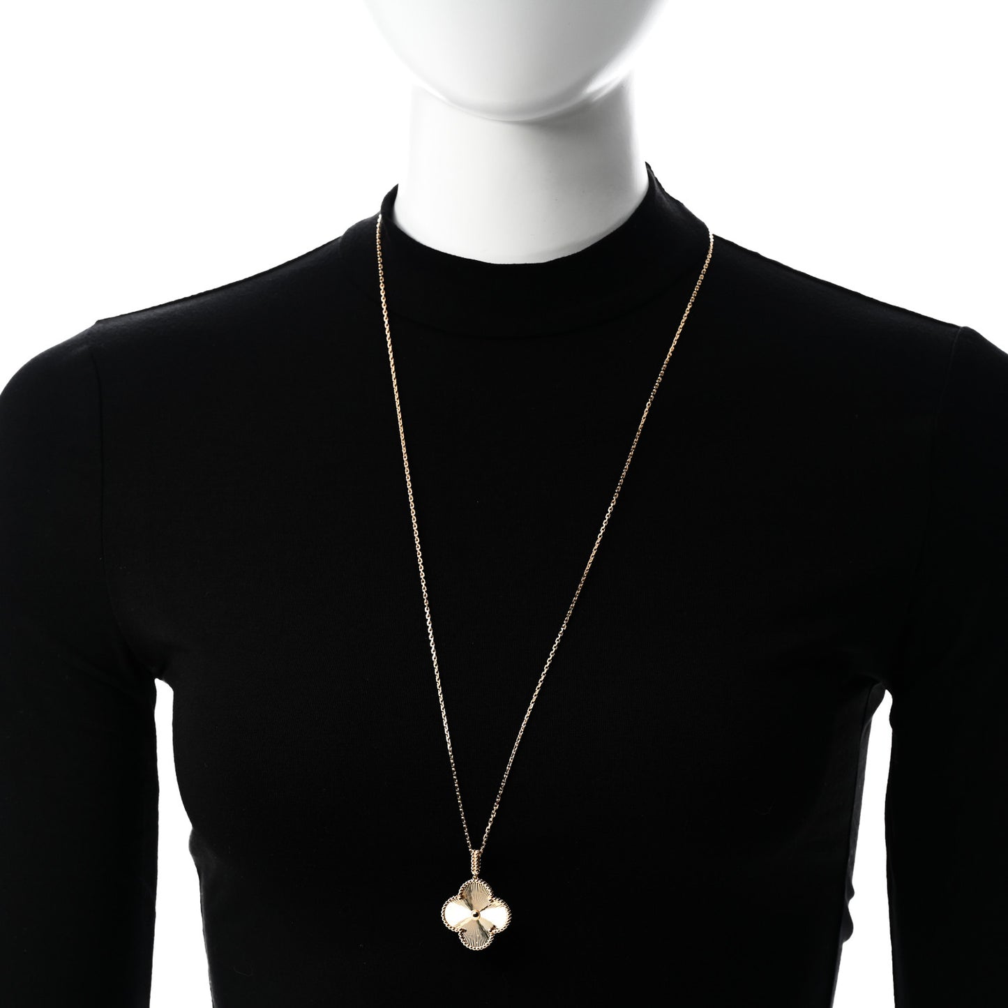 18K Yellow Gold Guilloche Magic Alhambra Long Necklace