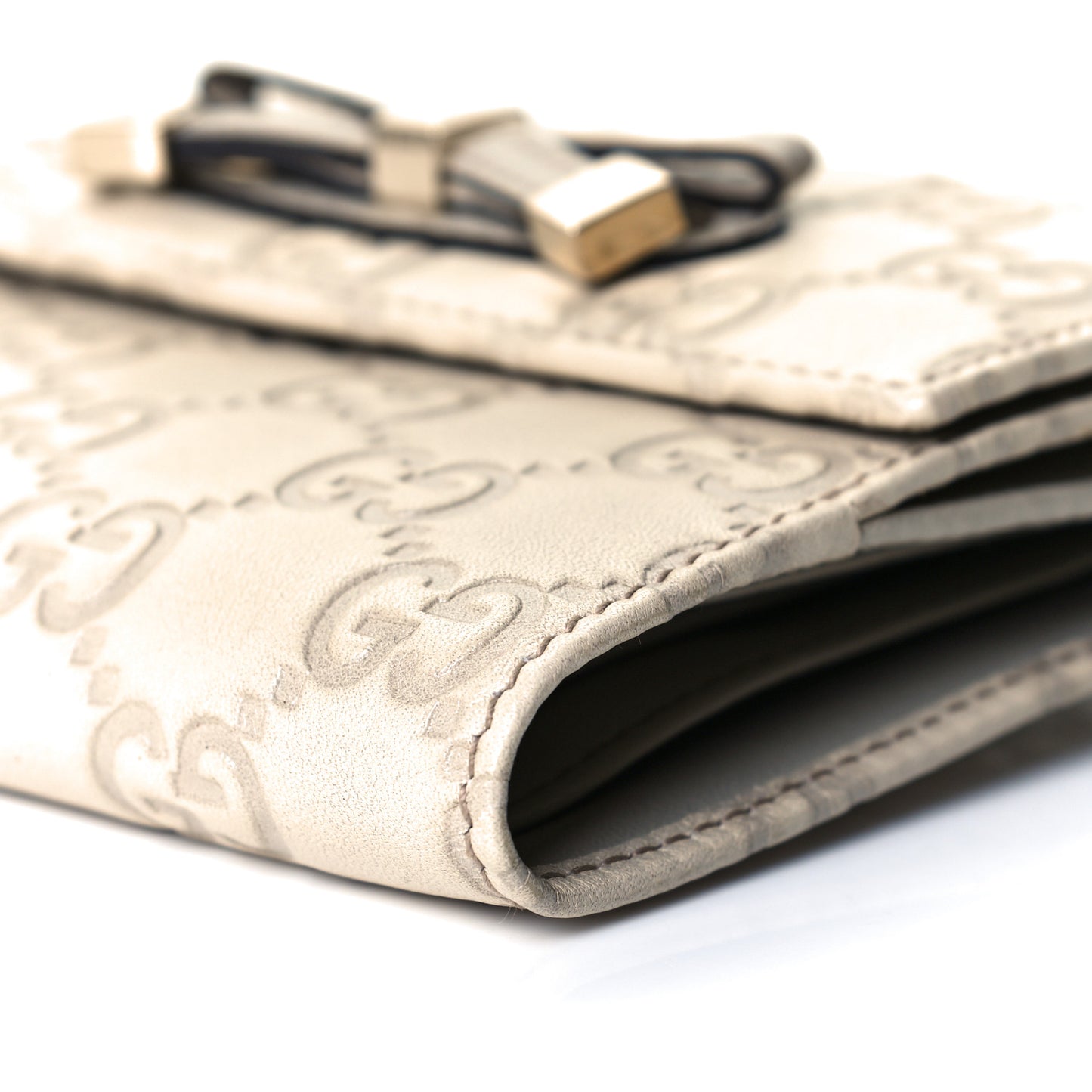 Guccissima Princy French Flap Wallet Off White
