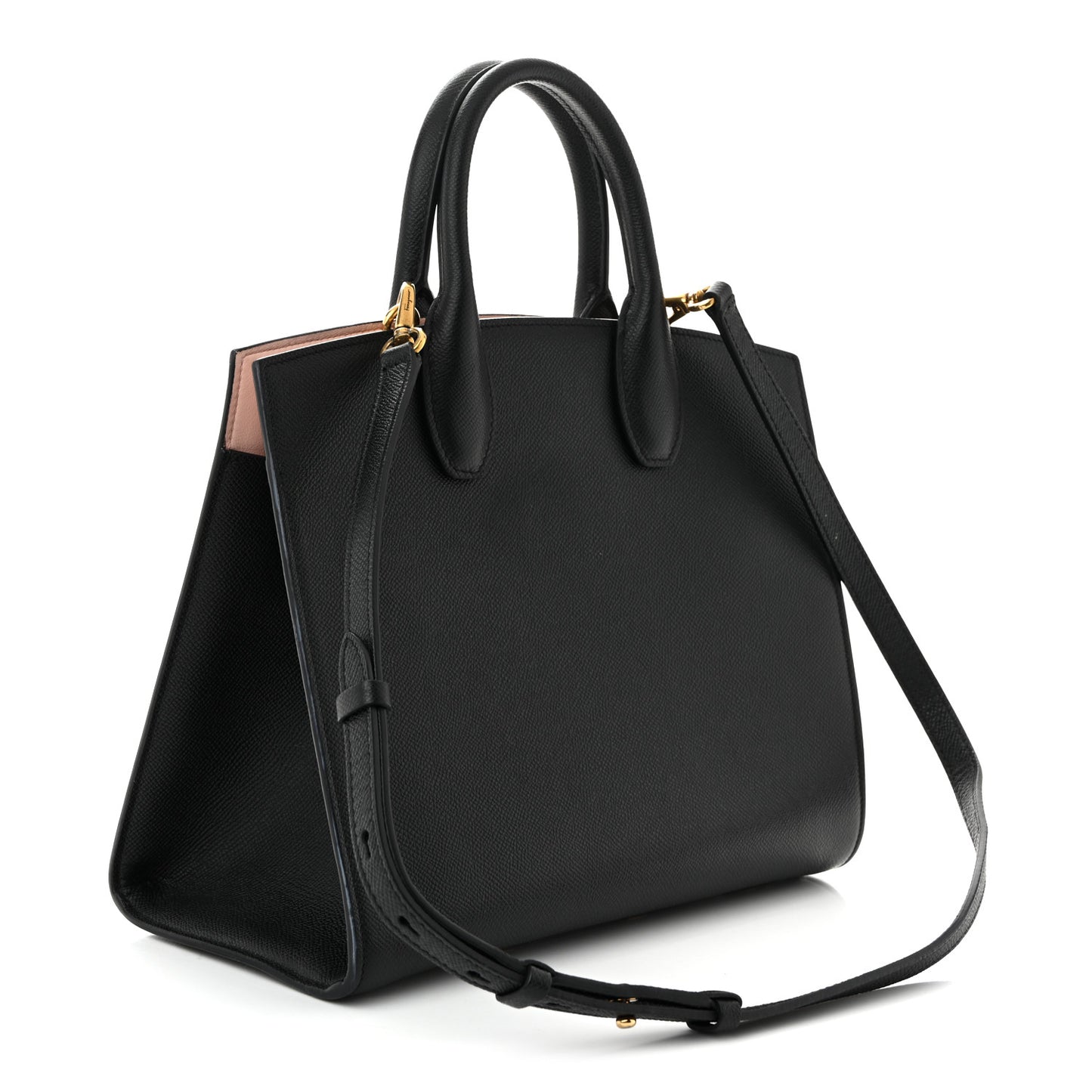 Hammered Calfskin Medium The Studio Box Bag Black