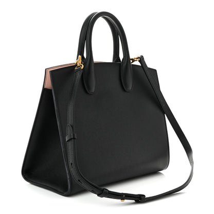 Salvatore Ferragamo Hammered Calfskin Medium The Studio Box Bag Black 3 of 9