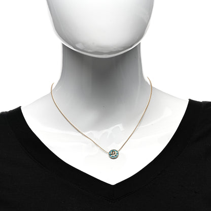 Christian Dior 18K Yellow Gold Diamond Turquoise Rose Des Vents Necklace 2 of 6