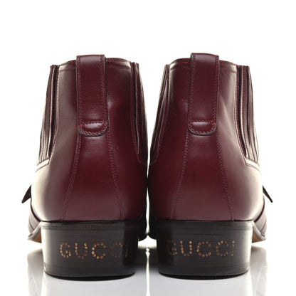 Gucci New Waxed Calfskin Mens G Medallion Toe Ankle Boots 10.5 Red Bordeaux 5 of 10