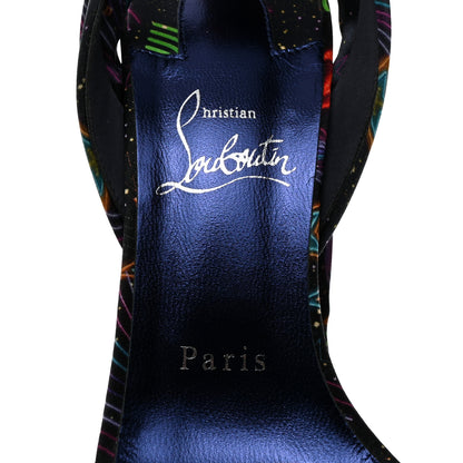 Christian Louboutin Crepe Satin Starlight Sandale Du Desert 100 Ankle Wrap Sandals 37.5 Black Multicolor 6 of 8