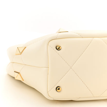 Valentino Garavani Nappa Enamel Small Roman Stud The Handle Bag Ivory 8 of 9