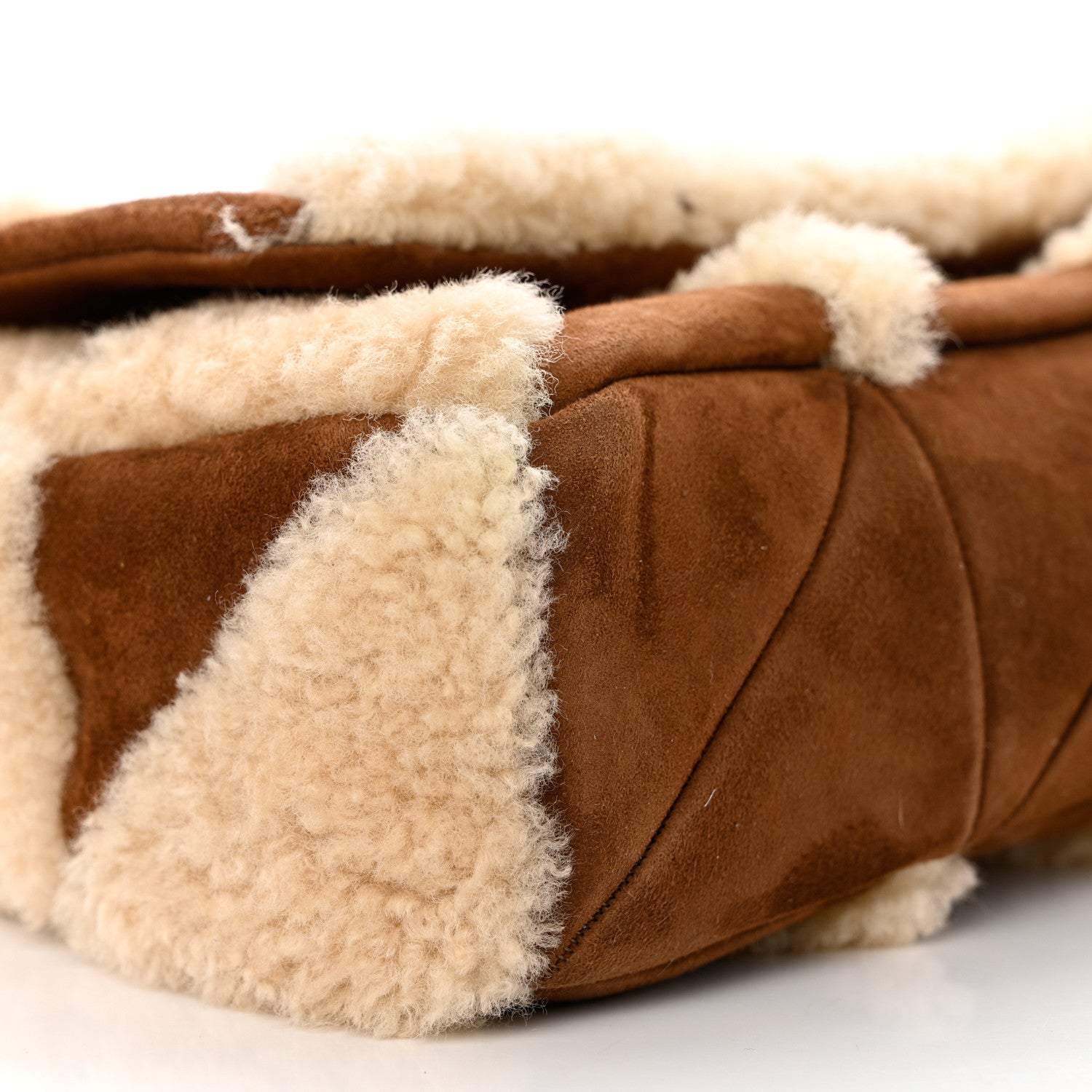 Saint Laurent Suede Shearling Patchwork Monogram Medium Jamie Brown Beige 9 of 10