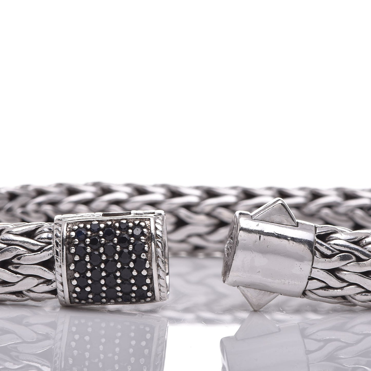 Sterling Silver Black Sapphire 10.5mm Classic Chain Bracelet