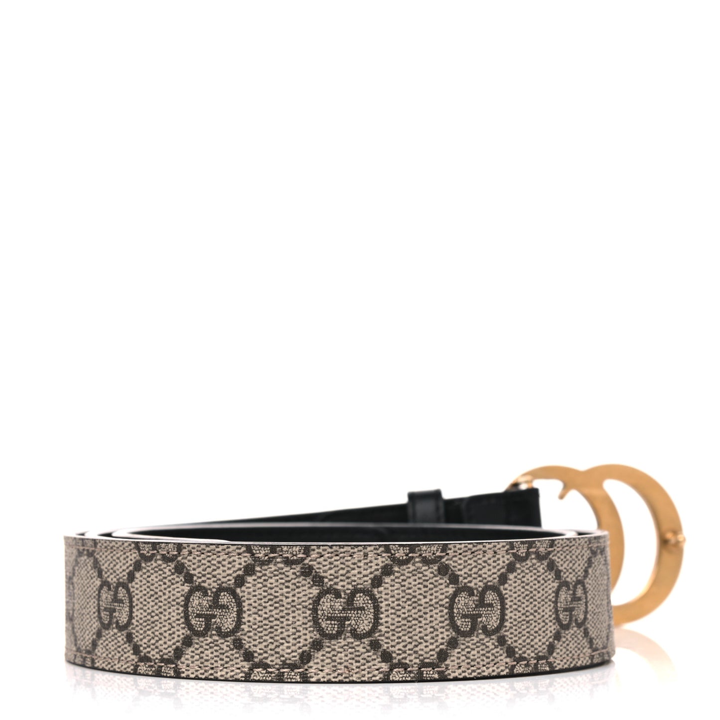 GG Supreme Monogram Matte Plutone Calfskin Double G 30mm Belt 95 38 Beige Ebony Black