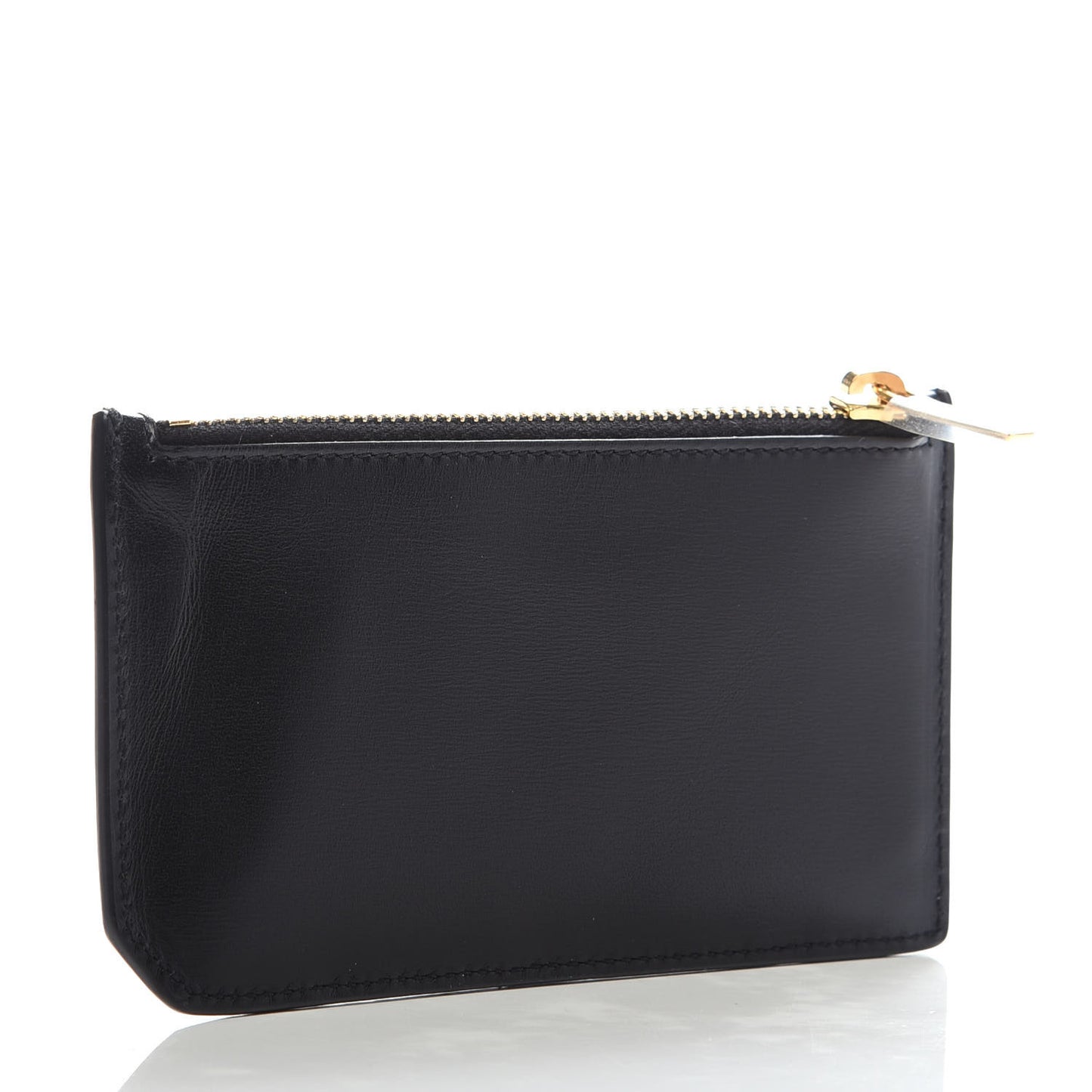 Calfskin 5 Fragments Zip Pouch Card Holder Black