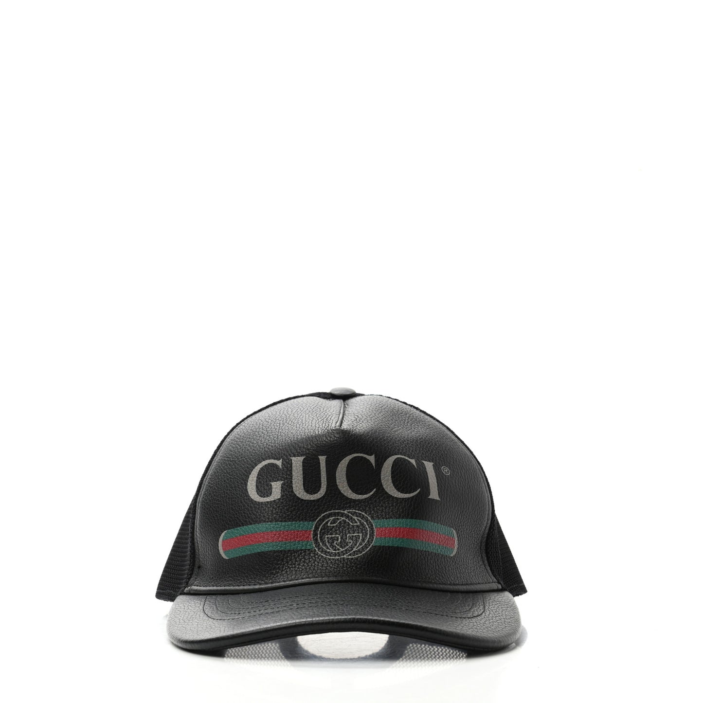Grained Calfskin Logo Baseball Hat L Black