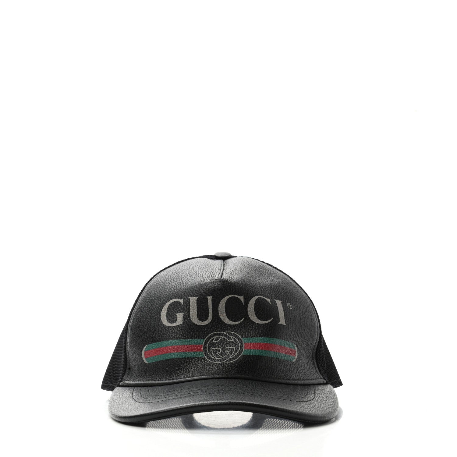 Gucci Grained Calfskin Logo Baseball Hat L Black 2 of 8