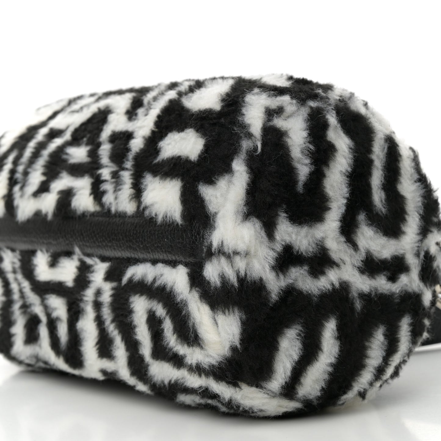 Faux Fur The Duffle Top Handle Bag Black White