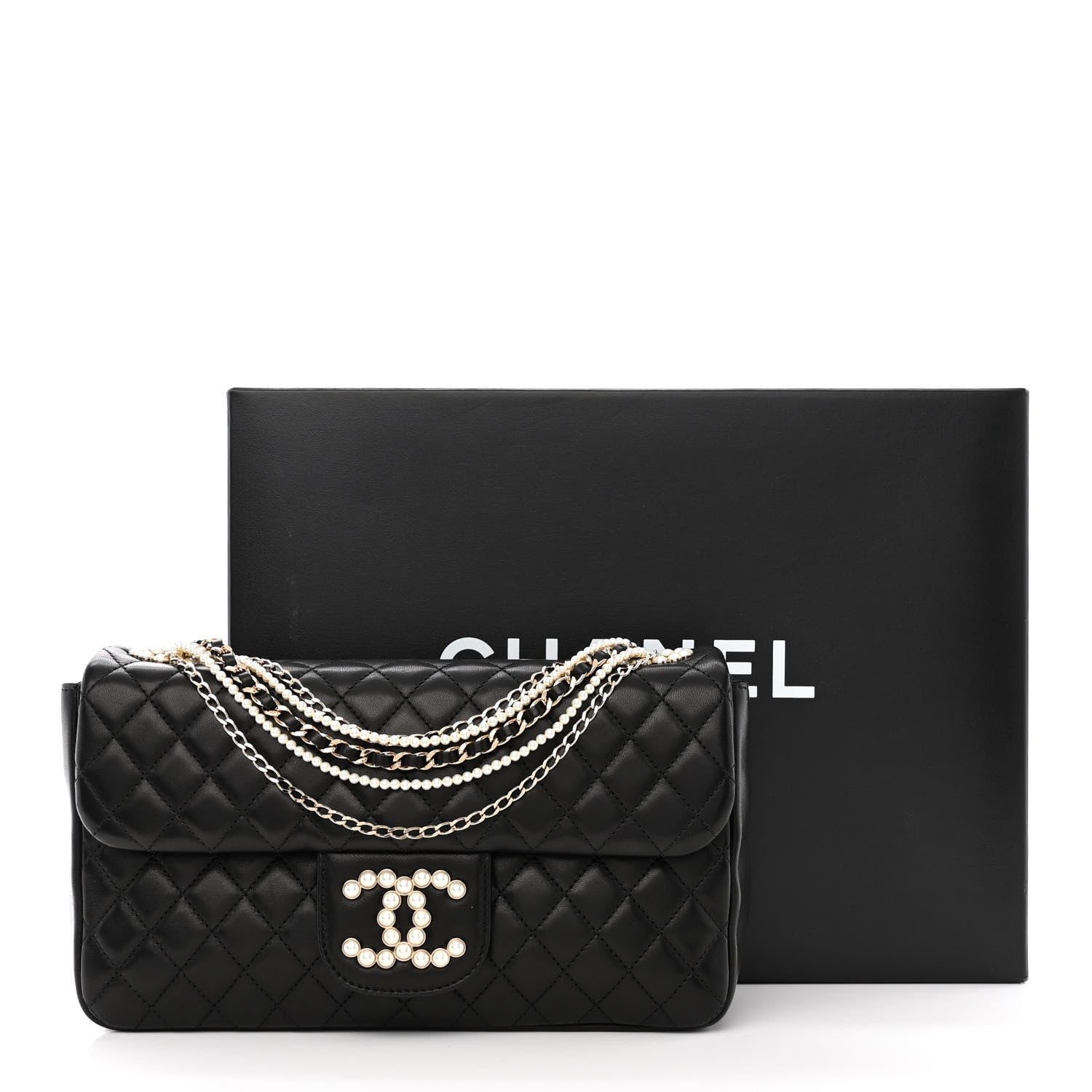Chanel Lambskin Quilted Medium Westminster Pearl Flap Black 11 of 11