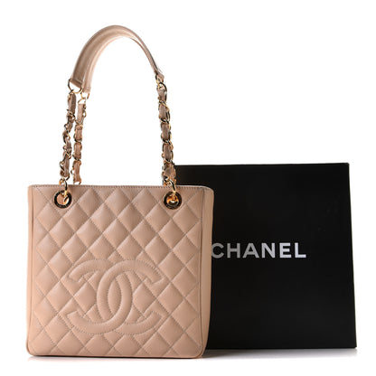 Chanel Caviar Quilted Petit Shopping Tote PST Light Beige 8 of 10