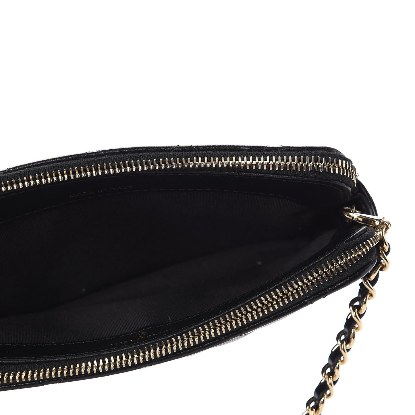 Calfskin Quilted Pearl Small Clutch With Chain Black